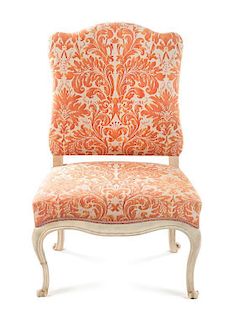 A Louis XV Style Painted Fauteuil Height 43 x width 25 x depth 25 inches.