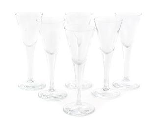 A Set of Six Glass Cordials Height 5 3/4 inches.