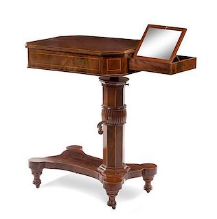 An Italian Mahogany Bedside Dressing Table Height 35 x width 28 3/4 x depth 19 inches.