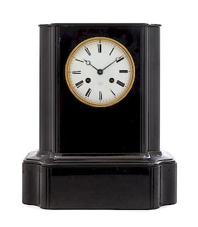 A Black Belgian Marble Mantel Clock Height 15 inches.