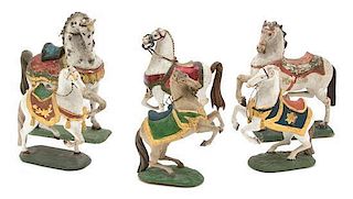 A Group of Six Continental Polychromed Horses Height of tallest 8 1/2 inches.