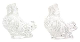 A Pair of Steuben Carved Crystal Game Birds Height 7 inches.