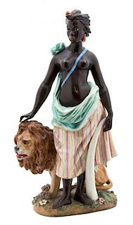 A Meissen Porcelain Allegorical Figure of Africa Height 18 1/2 inches.
