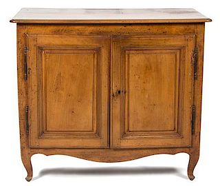 A French Provincial Carved Fruitwood Cabinet Height 41 x width 37 x depth 24 1/2 inches.