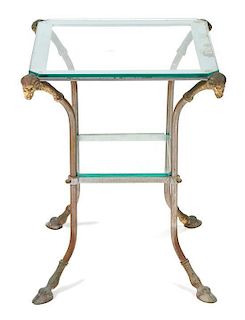 A French Empire Style Gilt Bronze and Glass Side Table Height 20 1/2 inches.