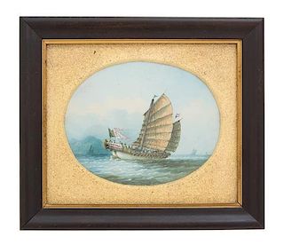 A Group of Four Chinese Export Paintings, (18th/19th Century), Junk Boats