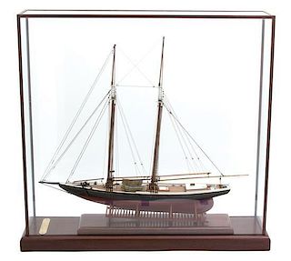 A Canadian Fishing Schooner Model by Capt. P.L. Warburton, 1921 Height 29 x width 25 x depth 5 1/2 inches.
