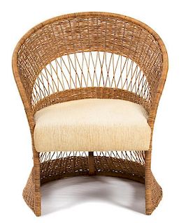 A Rattan Barrel Chair Height 35 inches.