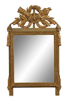 A Louis XVI Style Carved Giltwood Mirror Height 36 x width 22 inches.