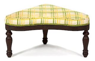 An American Empire Style Mahogany Uphosltered Corner Bench Height 13 inches.