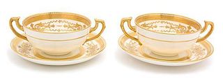 A Set of Twelve Minton Porcelain Teacups and Undertrays Diameter of saucer 6 1/2 inches.
