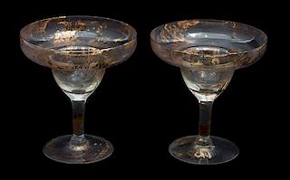 A Set of Eight Gilt Decorated Cocktail Glasses Height 5 1/4 inches.