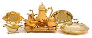 A Collection of Gold Electroplate Holloware Height of coffee pot 10 1/2 inches.