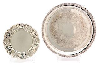 A Group of Seven Miscellaneous Silver-Plate Serving Trays Width of largest 17 inches.