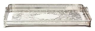 Two Silver-Plate Pierced Gallery Serving Trays Width of largest 20 inches.