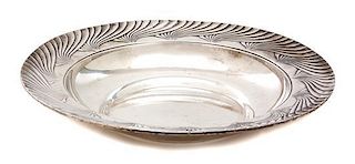 An American Silver Bowl, International Silver Company, Meriden, CT, having a stylized wave design border