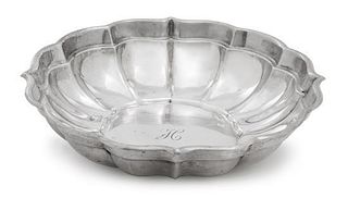 An American Silver Bowl, Cartier, New York, NY, 20th Century, in the Windsor pattern, of fluted form and monogrammed