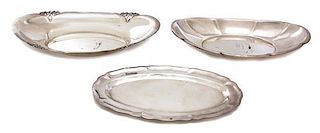 Three Miscellaneous Silver Serving Dishes, Various Makers, comprising two bowls by Gorham and Fisher, and a Mexican tray