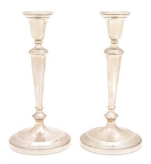 A Pair of American Weighted Silver Candlesticks, Graff, Washbourne & Dunn, New York, NY,