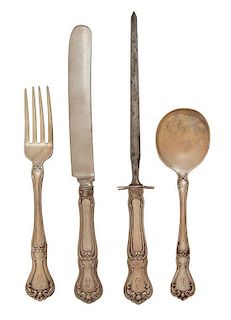 An American Silver Partial Flatware Service, Gorham MFG Co., Providence, RI, Buckingham pattern, comprising; 11 dinner knives