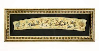 Persian Painted Ivory Panel of Polo Players