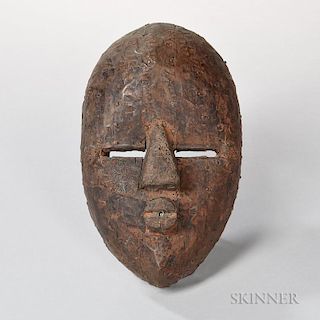 Copper Mask, West Africa, 19th century.  Provenance: Estate of June Ide Ellison, Boston, Massachusetts.