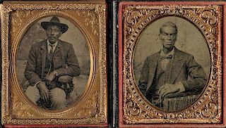 Two Cased Tintypes Depicting Seated Black Gentlemen