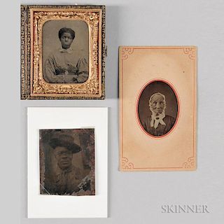 Three Tintypes Depicting African Americans.  Estimate $200-250