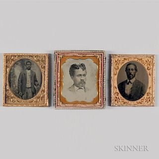 Three Daguerreotypes Depicting African American Men.  Estimate $200-300