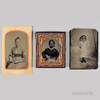 Three Tintypes Depicting African American Women.  Estimate $200-250