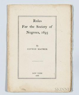 Rules for the Society of Negroes 1693   by Cotton Mather