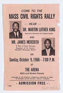 Martin Luther King, Jr., Mass Civil Rights Rally Flyer