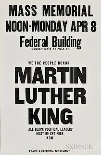 Martin Luther King, Jr., Mass Memorial Broadside, 19 x 12 3/8 in.