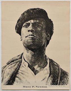 Huey P. Newton Printed Black Panther Party Poster. sheet size 22 x 17, framed 30 x 21 1/8 in.
