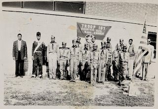 Black and White Photograph of an African American Boy Scout Troop.  Estimate $100-200