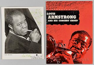 Louis Armstrong and His Concert Group Program and Autographed Photo.  Estimate $300-500