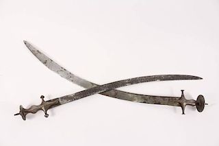 2 Antique Persian Shamshir Talwar Sabre Swords