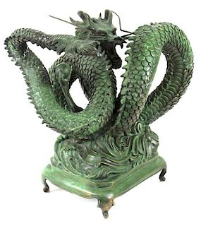LARGE, HEAVY, CHINESE BRONZE DRAGON