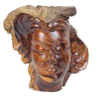 CONTEMPORARY CARVED BURLWOOD WOMAN