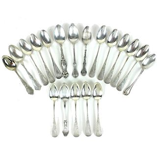 LOT OF STERLING SILVER SPOONS, 19 PCS, 11.21OZT