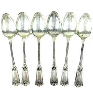 (6) SIX STERLING SILVER SPOONS, 2.9 OZT, REPOUSSE'