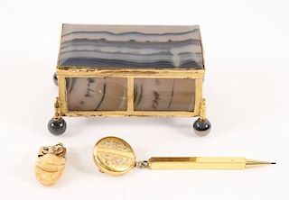 Agate Box w/ Moose Tooth Pendant & Pencil Brooch
