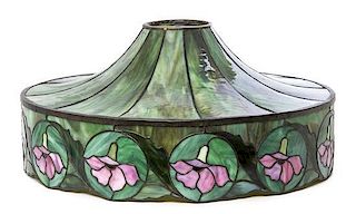 A Unique Art Glass & Metal Co. Leaded Glass Shade, Diameter 23 inches.