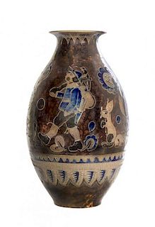 A German Salt Glaze Vase, Height 18 3/4 inches.