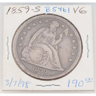 United States Liberty Seated Silver Dollar 1859