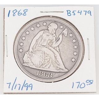 United States Liberty Seated Silver Dollar 1868