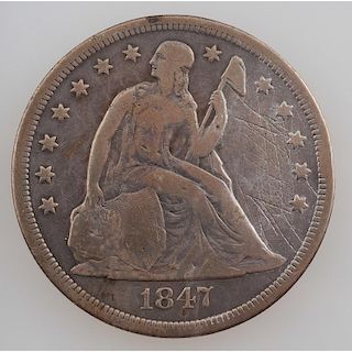 United States Liberty Seated Silver Dollar 1847