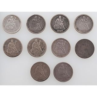 United States Liberty Seated Dimes 1878-1888