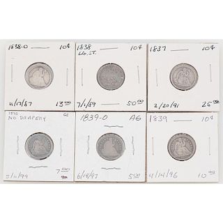 United States Liberty Seated Dimes 1837-1840