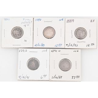 United States Liberty Seated Dimes 1889-1891